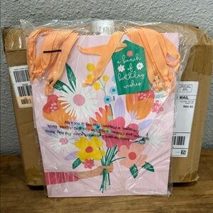 Spritz Floral Gift Bag in Pink and Peach 24 bags medium size NEW